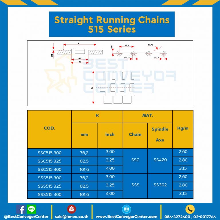 โซ่สแตนเลสทางตรง Table Top Chain SSC515 ; 4 นิ้ว. : SSC515 400