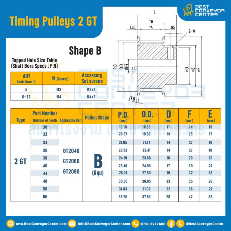 Pulley Timing 2GT-6-26TA : มู่เล่ย์ไทม์มิ่ง Pulley Timing 2GT หน้ากว้าง 6 mm. 26 ฟัน รูเพลา 5 มิล