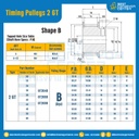 มู่เล่ย์ไทม์มิ่ง Pulley Timing 2GT (มีดุม) หน้ากว้าง 9 mm. 60 ฟัน : Pulley Timing 2GT-9-60TB