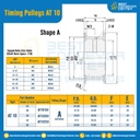 Pulley timing AT10-20-18TA : มู่เล่ย์ไทม์มิ่ง Pulley Timing AT10 หน้ากว้าง 20 mm. 18 ฟัน รูเพลา 18 mm.