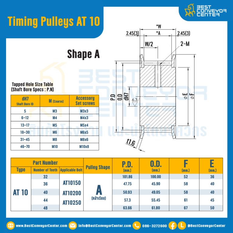Pulley timing AT10-20-18TA : มู่เล่ย์ไทม์มิ่ง Pulley Timing AT10 หน้ากว้าง 20 mm. 18 ฟัน รูเพลา 18 mm.