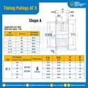 มู่เล่ย์ไทม์มิ่ง Pulley Timing AT5 หน้ากว้าง 10 mm. 15 ฟัน (มีดุม) : Pulley timing AT5-10-15TB