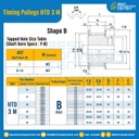 มู่เล่ย์ไทม์มิ่ง Pulley Timing HTD 3M หน้ากว้าง 12 mm. 18 ฟัน : Pulley Timing HTD-3M-12-18TA