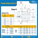 มู่เล่ย์ไทม์มิ่ง Pulley Timing HTD 8M หน้ากว้าง 20 mm. 18 ฟัน (มีดุม) : Pulley Timing HTD-8M-20-18TB