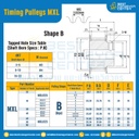 มู่เล่ย์ไทม์มิ่ง Pulley Timing MXL (มีดุม) หน้ากว้าง 4.8 mm. 20 ฟัน : Pulley Timing MXL-4.8-20TB