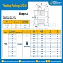 มู่เล่ย์ไทม์มิ่ง Pulley Timing P2M หน้ากว้าง 6 mm. 14 ฟัน : Pulley Timing P2M-6-14TA