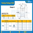 มู่เล่ย์ไทม์มิ่ง Pulley Timing P2M หน้ากว้าง 6 mm. 14 ฟัน : Pulley Timing P2M-6-14TA