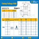 มู่เล่ย์ไทม์มิ่ง Pulley Timing P8M หน้ากว้าง 15 mm. 20 ฟัน : Pulley Timing P8M-15-20TA
