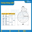 มู่เล่ย์ไทม์มิ่ง Pulley Timing S2M หน้ากว้าง 10 mm. 36 ฟัน (มีดุม) : Pulley Timing S2M-10-36TB