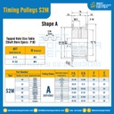มู่เล่ย์ไทม์มิ่ง Pulley Timing S2M หน้ากว้าง 10 mm. 20 ฟัน : Pulley Timing S2M-10-20TA