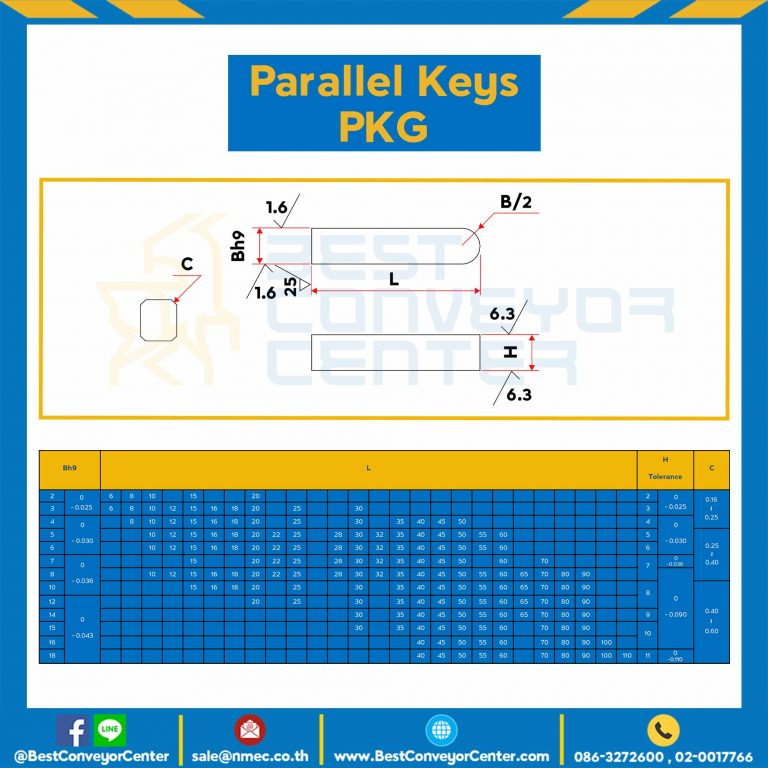 Parallel Key PKG 3×8-SS Parallel Key แบบกลม ที่ปลายด้านหนึ่ง ขนาด 3×8 mm. สแตนเลส