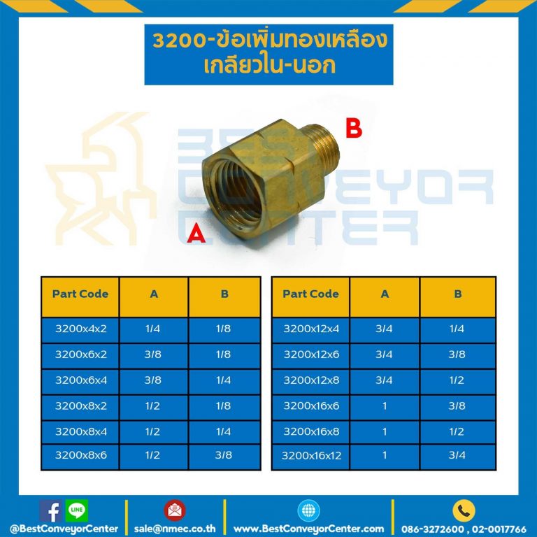 ข้อเพิ่มทองเหลืองเกลียวใน-นอก 3200x12x14