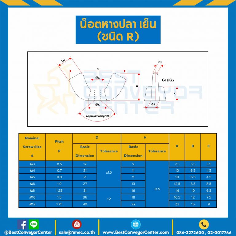 CHNHR-ST-M10 น็อตหางปลา เย็น ชนิด R เหล็ก ขนาดเกลียว M21