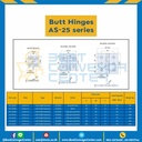 AS-2510A บานพับสแตนเลส ขนาด 50×50 mm. หนา 6 mm.