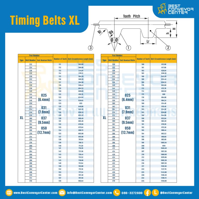 ไทม์มิ่ง เบลล์ Timing Belt 250XL หน้ากว้าง 12.7 mm. 125 ฟัน ยาว 635 mm. : Timing Belt 250XL-12.7-125T-651