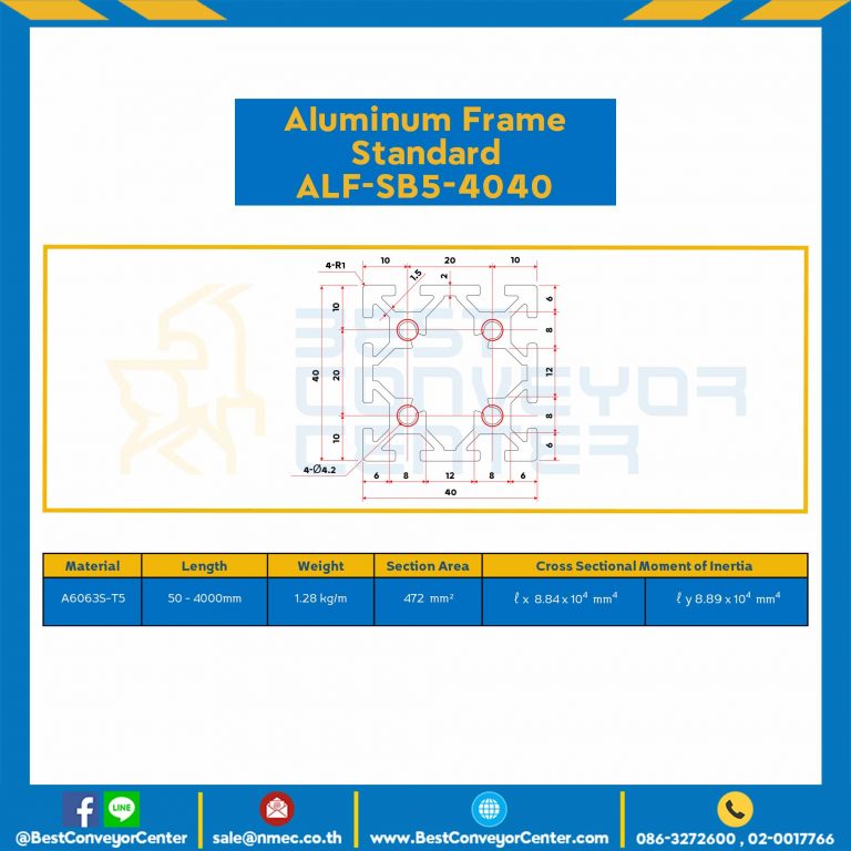 Aluminum Frame 5 Series Slot width 6 40×40 mm. L100 mm. Black Anodize : ALF-SB5-4040-121