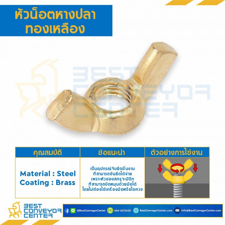 หัวน็อตหางปลาทองเหลือง ขนาด M8x1.25 mm. : WN-B-M8