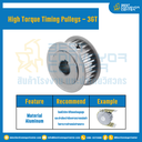 มู่เล่ย์ไทม์มิ่งแรงบิดสูง Pulley Timing High Torque 3GT หน้ากว้าง 9 mm. 22 ฟัน : HT-3GT-9-22TAAL