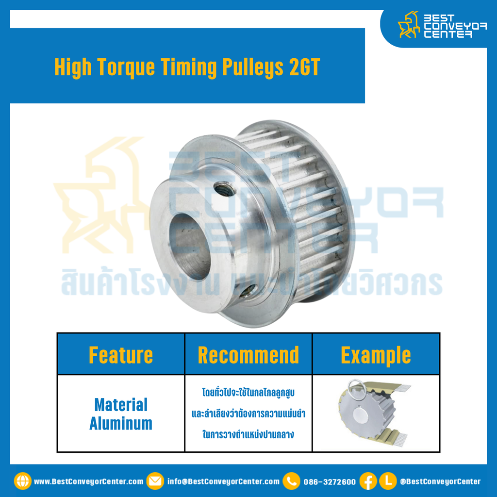 มู่เล่ย์ไทม์มิ่งแรงบิดสูง Pulley Timing High Torque 2GT หน้ากว้าง 6 mm. 32 ฟัน : HT-2GT-6-32TBS