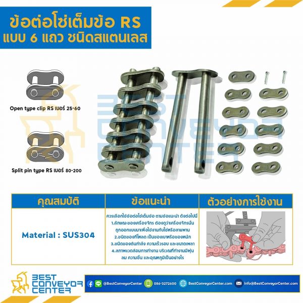 ข้อต่อเต็มข้อ 6 แถว No.80 : CL80R6P1SS