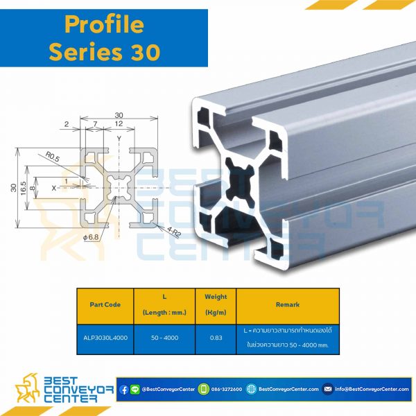 ALP3030L1000 Aluminum Frame ขนาด 30×30 ยาว 1000 mm.