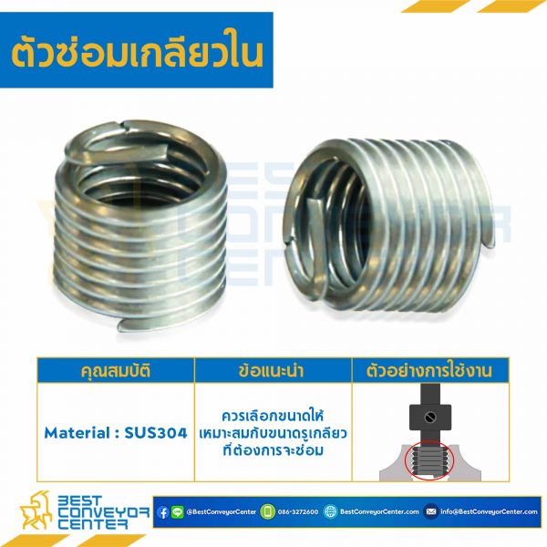 M10-1.00-2.5D ตัวซ่อมเกลียวใน M10*1.00 mm. เส้นผ่านศูนย์กลางยาว 2.5D