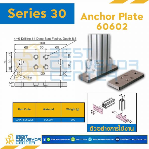 S30AP60602S-SS ANCHOR PLATE 60602S : Series 30 SUS304