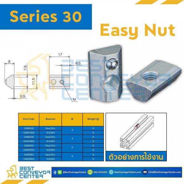 S30EN3S EASY NUT S : Series 30 Steel Zinc M3