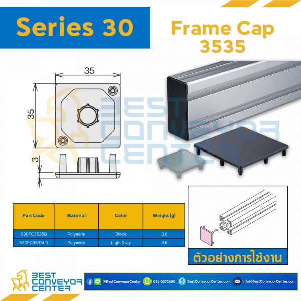 S30FC3535B FRAME CAP 3535 : Series 30 Polyamide Black