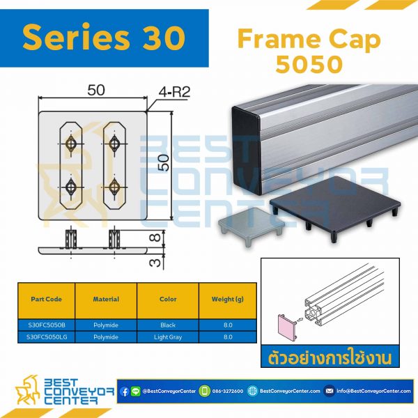 S30FC5050B FRAME CAP 5050 : Series 30 Polyamide Black