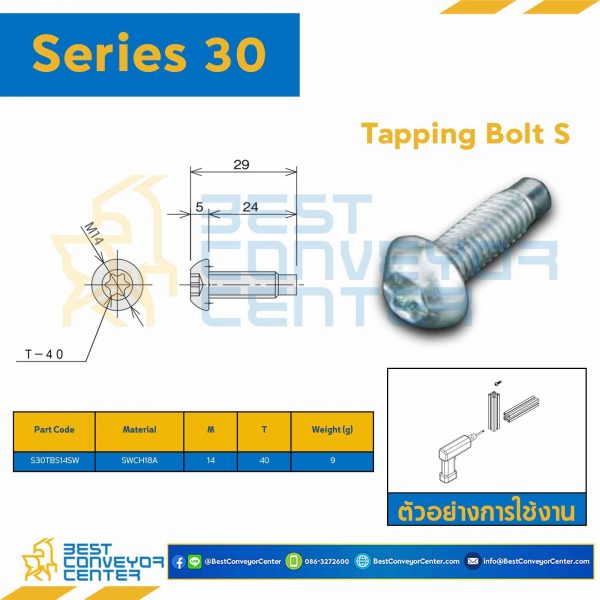 S30TBS14SW TAPPING BOLT S : Series 30 SWCH18A M14