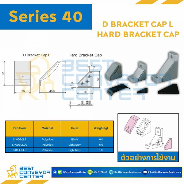 S40DBCL-B D BRACKET CAP L : Series 40 Polyamide Black