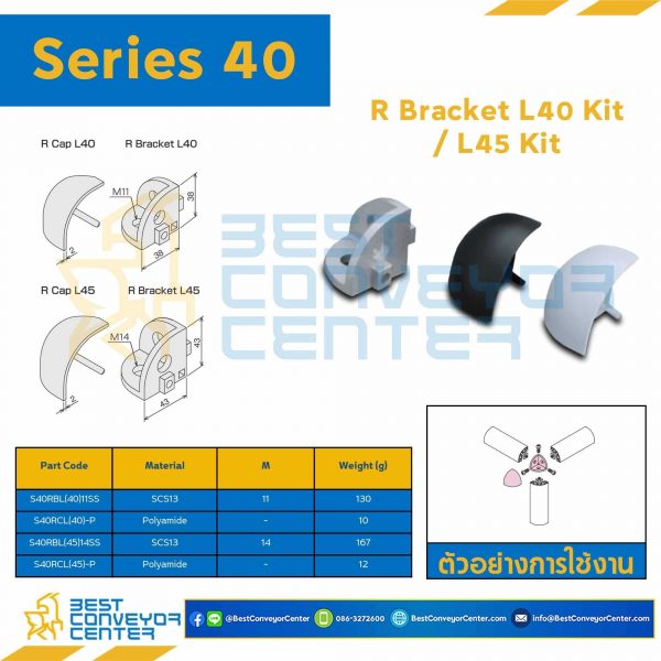 S40RB-L45K-14SS R BRACKET L45KIT : Series 40 Stainless (SCS13) M14