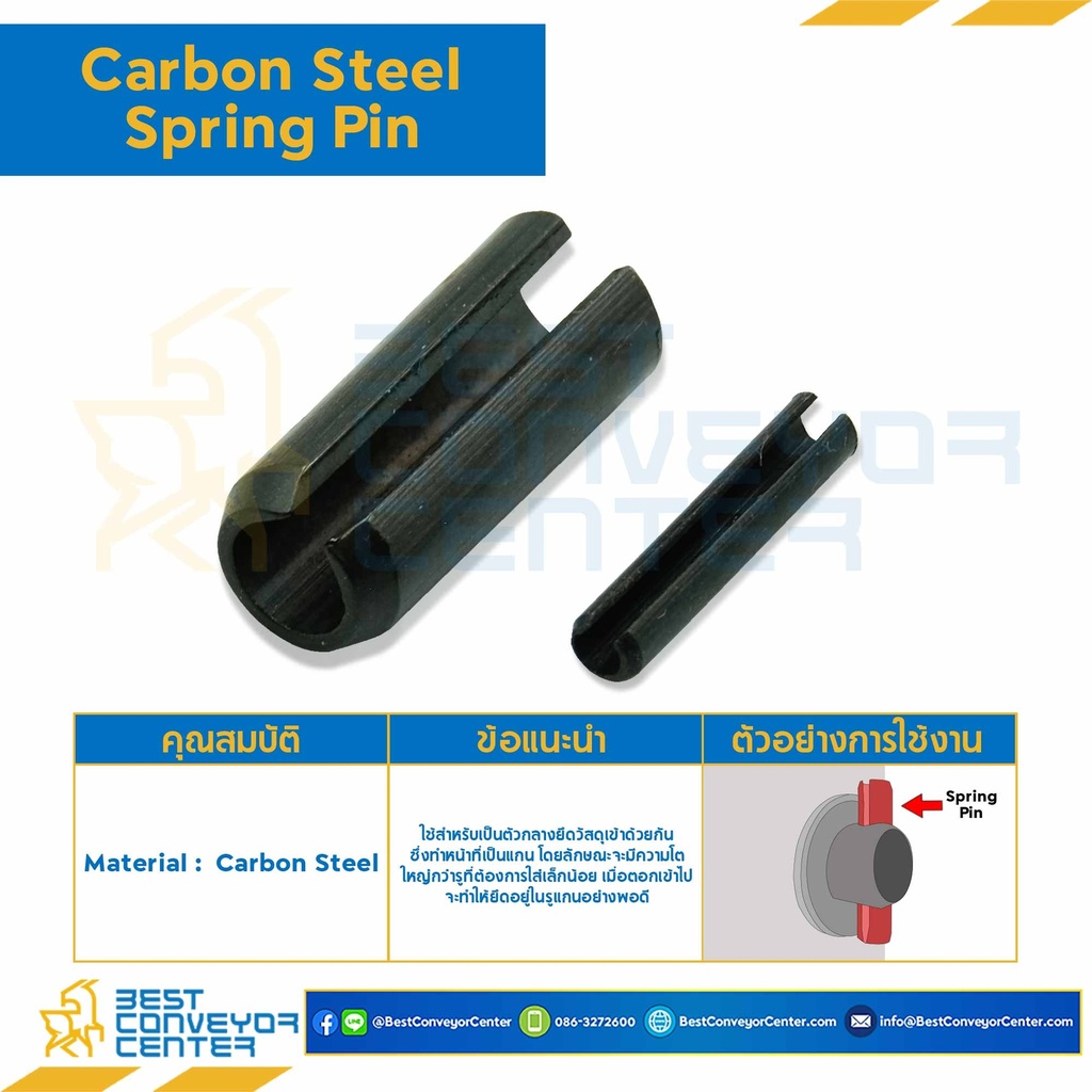 Spring Pin 4×40-B ; ปิ๊นตะกุด-ปิ๊นผ่า ขนาด 4×40 (Carbon Steel)