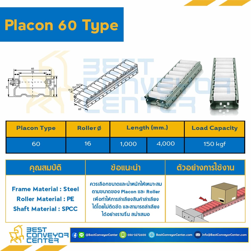 PRT60x4000 : Placon Roller Type 60-L4000 mm.