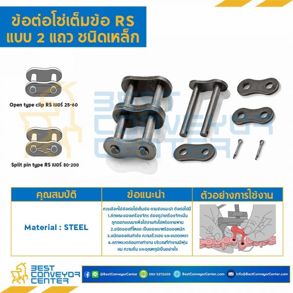 CL60R2P1 ข้อต่อเต็มข้อ แถวคู่ No.60 (Steel)