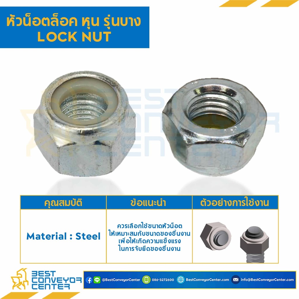 JLN-3/4-UNF ; หัวน็อตล็อคหุน ขนาด 3/4″x16 UNF ขอบ 27 รุ่นบางพิเศษ 10 mm.