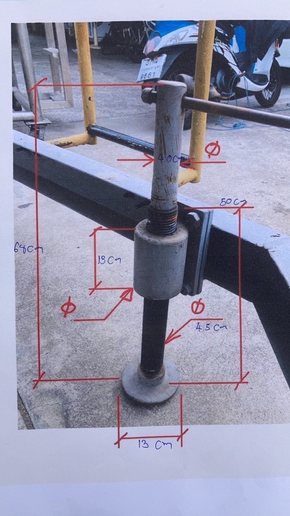 ขาฉิ่งปรับระดับ M24x400 mm. เหล็ก
