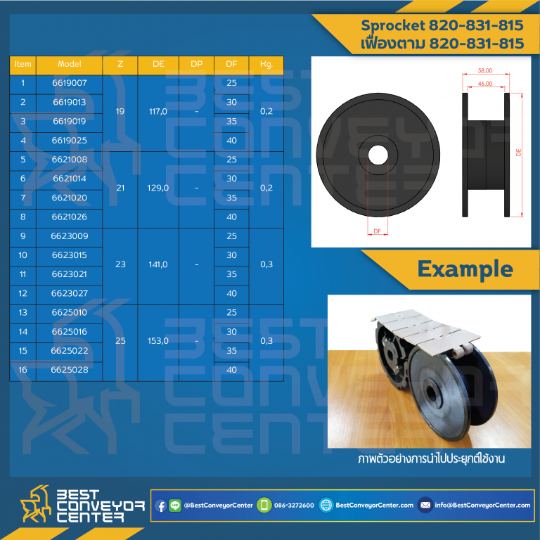 6621094 : Idler for 21Z, BORE 35MM., DIA 129 MM.For LF820,SSC815