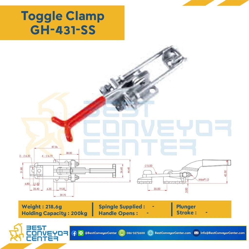 JG-431SS ; Toggle Clamp แบบดึง JG-431.SUS 304 Tumbled Finish