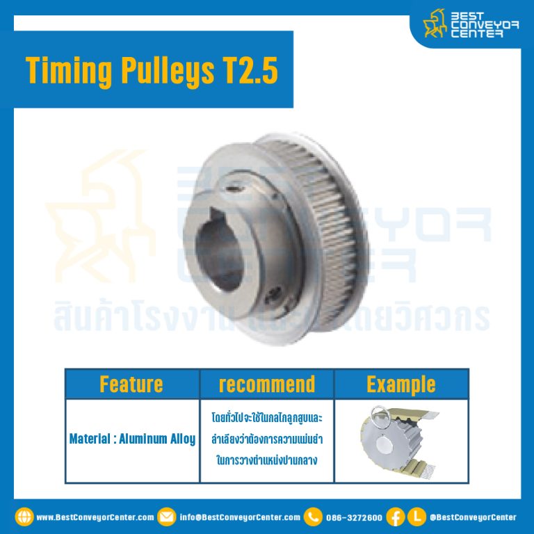 มู่เล่ย์ไทม์มิ่ง Pulley Timing T2.5 (มีดุม) หน้ากว้าง 7 mm. 26 ฟัน : Pulley Timing T2.5-7-26TB