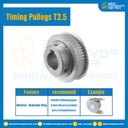 มู่เล่ย์ไทม์มิ่ง Pulley Timing T2.5 (มีดุม) หน้ากว้าง 7 mm. 40 ฟัน : Pulley Timing T2.5-7-40TB