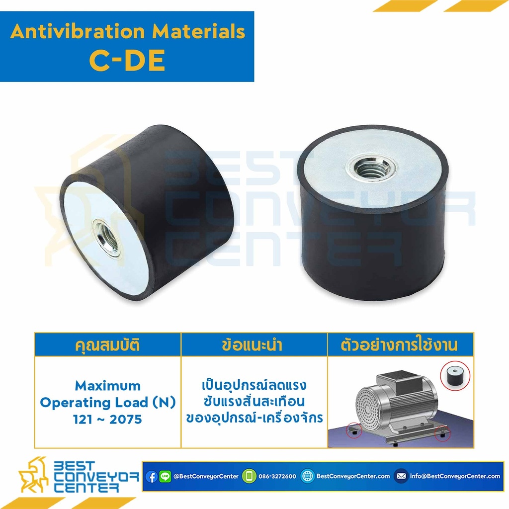 C-DE1008-M4x10 : ยางกันสั่นสะเทือน ชนิดมีรูต๊าปหนึ่งด้าน C-DE : C-DE1008-M4x10