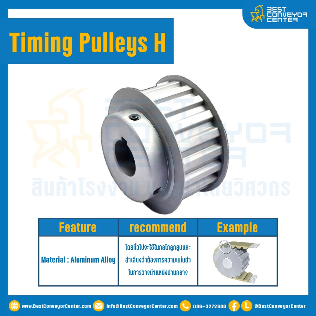 มู่เล่ย์ไทม์มิ่ง Pulley Timing H (มีดุม) หน้ากว้าง 19.1 mm. 30 ฟัน : Pulley Timing H-19.1-30TB