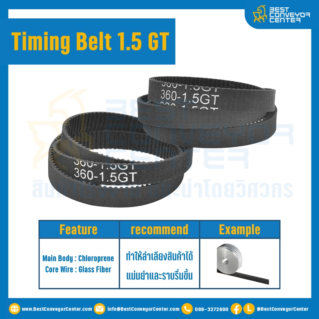 ไทม์มิ่ง เบลล์ Timing Belt 1.5GT 63 ฟัน ยาว 94.50 mm. : Timing Belt 1.5GT-63T-94.50