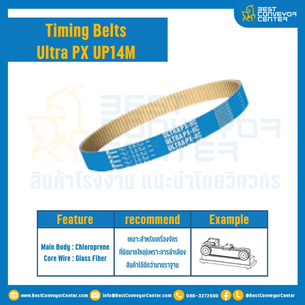 ไทม์มิ่ง เบลล์ Timing Belt UP14M หน้ากว้าง 4 mm. 80 ฟัน ยาว 1120 mm. : Timing Belt UP14M-4-80T-1120