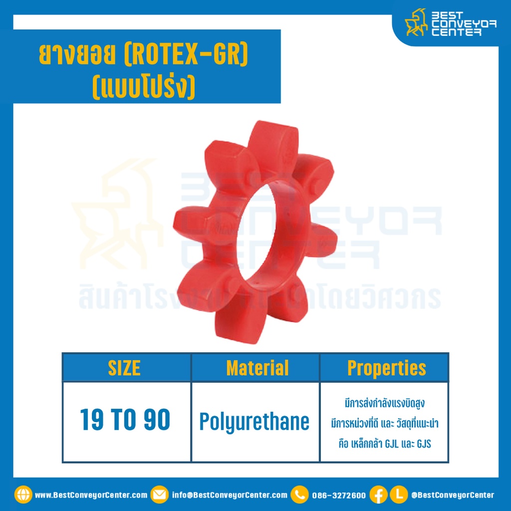 GR-19R-RED : ยางยอยสีแดง Rotex Coupling GR19, ยาง 6 แฉก