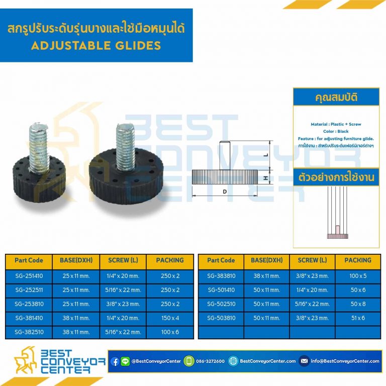 SG-381410 สกรูปรับระดับฐาน 38 mm. M1/4″x20 mm.