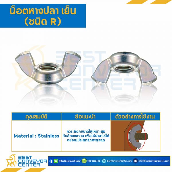 CHNHR-ST-M6 น็อตหางปลา เย็น ชนิด R เหล็ก ขนาดเกลียว M6