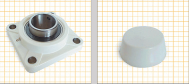 312125CCB TYPE F205, SQUARE SUPPORT BORE 25 mm. BLACK COLOR, CLOSE COVER